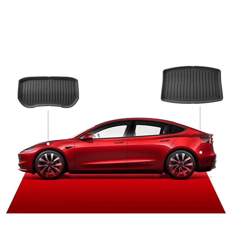 for Tesla Model 3 / Y Front Rear Trunk Mats Upgrade TPE Lower Storage Box Pads Protective Cover Cargo Liner Trunk Tray Floor Mat