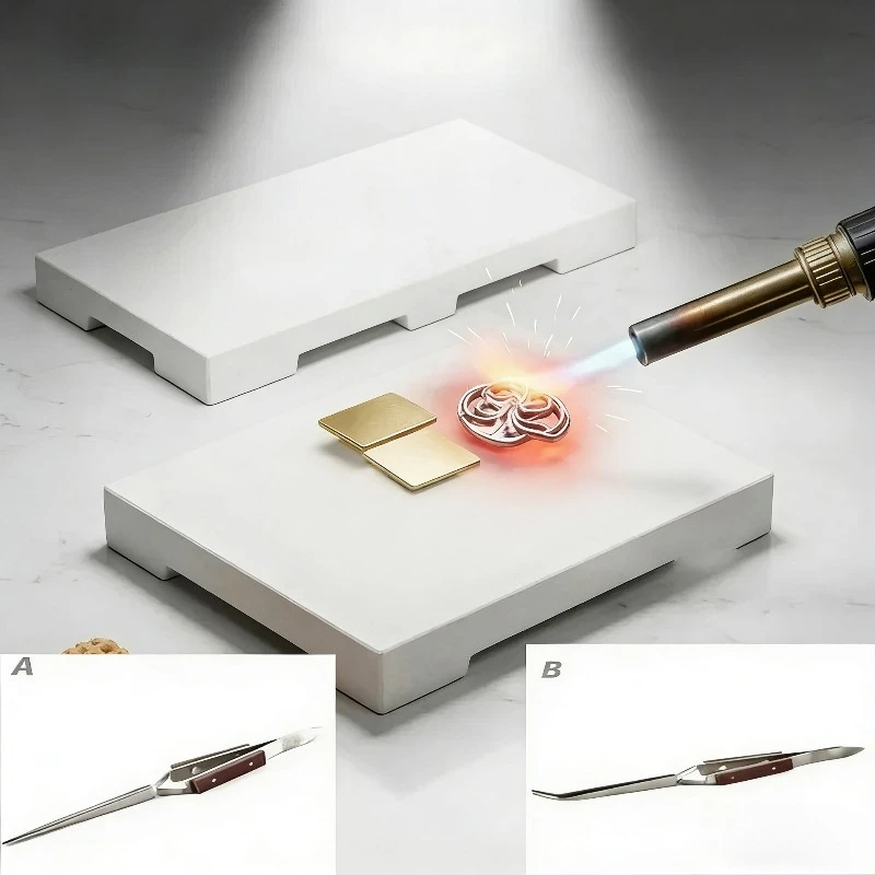 

High Temperature Quartz Soldering Block Four Corner Refractory Plate for Jewelry Making Metal Welding Casting DIY Craft Tool Kit