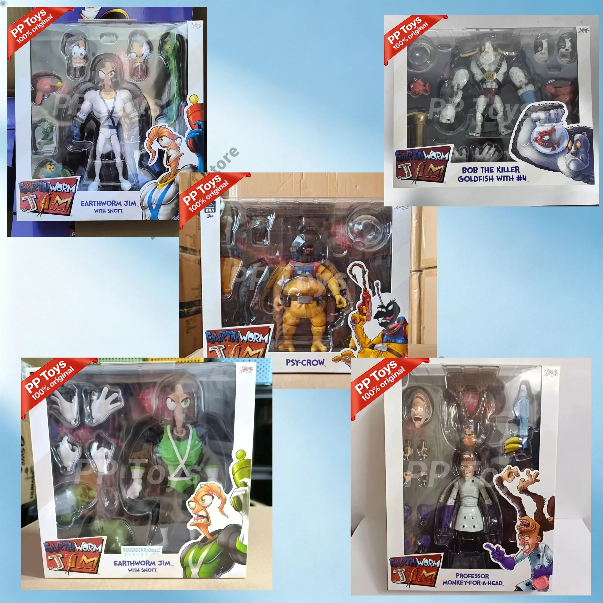 En stock: Lombriz de tierra premium DNA JIM BOB y # 4 PSY-CROW Figura de acción PROFESSOR MONKEY-FOR-HEAD PDNA Green JIM