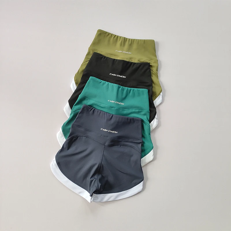 Hochgeschnittene Kontrast-Sportshorts für Damen-Fitness im Sommer, Rote Yoga-Dreiteiler-Hose, Atmungsaktiv und Lässig Tragbar – Detail 12