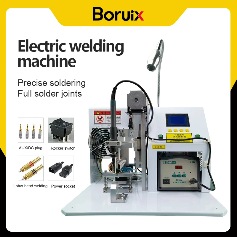 Boruix Semi Automatic Usb Data Cable Making Small Electric Soldering Machine Iron for Connectors USB Micro Lightning Type C