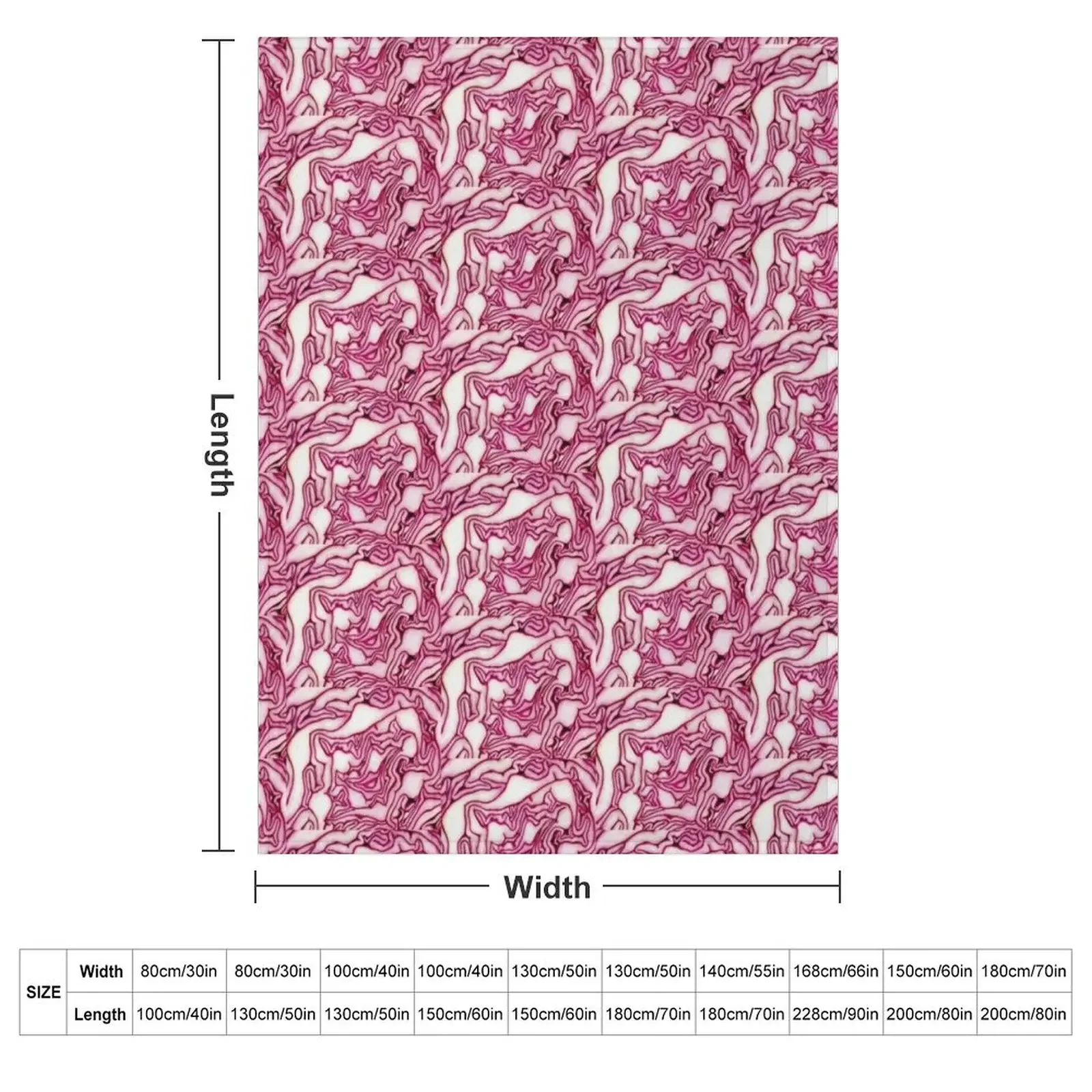 Red Cabbage Design Pattern Throw Blanket couch cozy soft plush fuzzy picnic outdoor blanket