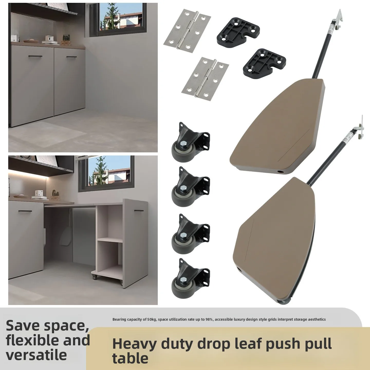 

Flip-down Foldable Table Hardward Dining Table Tabletop Pull-out Telescopic Invisible Turn-down Table Support Accessories
