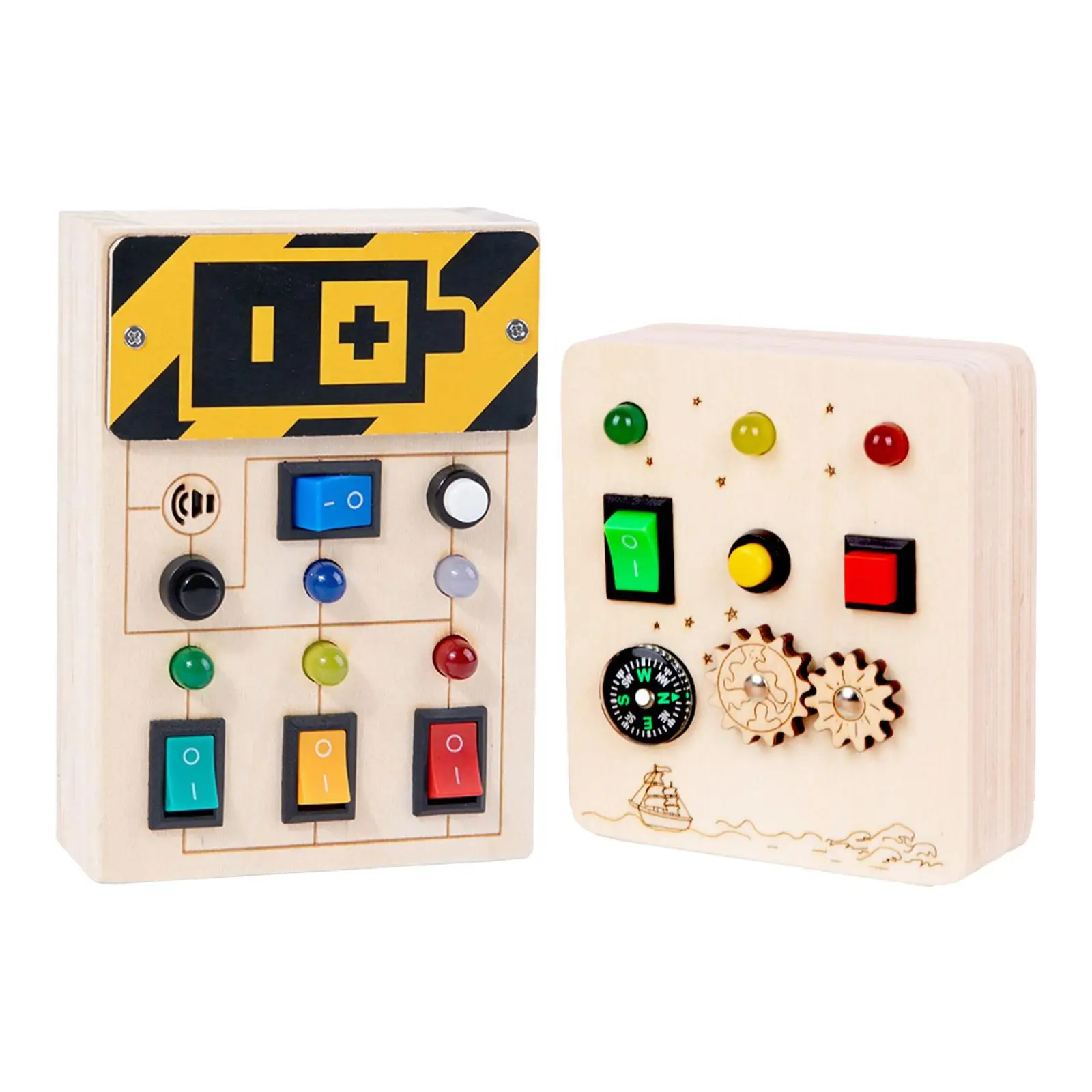 

Wooden Busy Board Travel Toy Activities Fine Motor Skills Lights Switch Toy for Children Kids Toddlers Boys Activities Centers