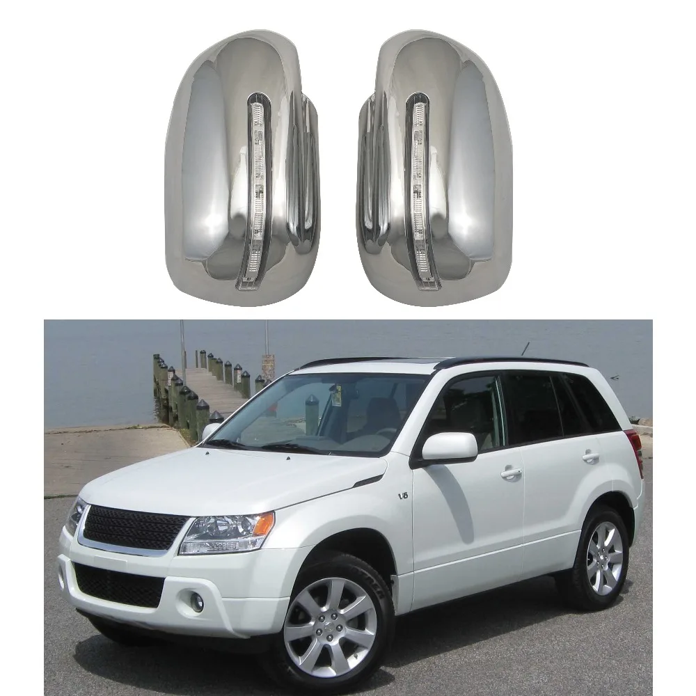 

Chrome Plated Door Rearview Door Mirror Covers With Led For Suzuki Grand Vitara 2008 2009 2010 2011 2012 2014 Car Accessories