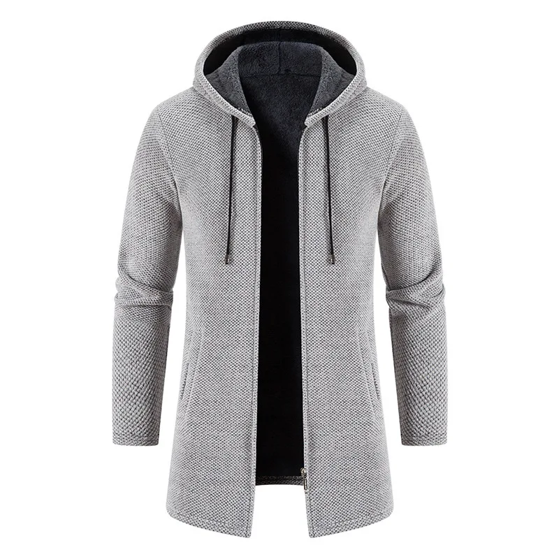 Men's Models Autumn Winter Sweater Cardigan Hooded Jacket Medium-length Large Simple Loose Leisure Comfortable Brand Fashion New