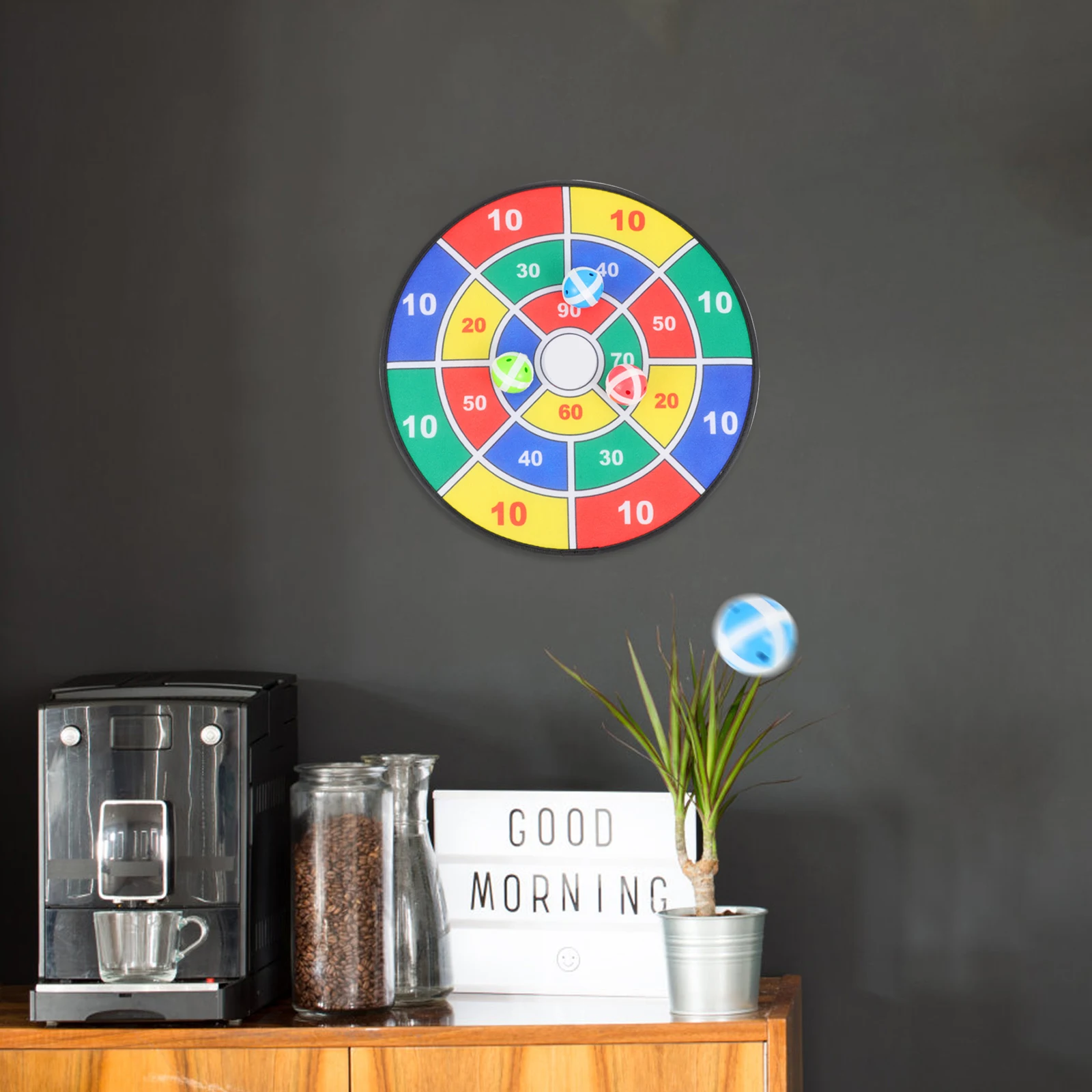 1 Juego de juguetes de tablero de seguridad para practicar pelota pegajosa, juguete interactivo, suministros para juegos de fiesta (36cm, 6 uds. De bolas adhesivas y 6 uds.)