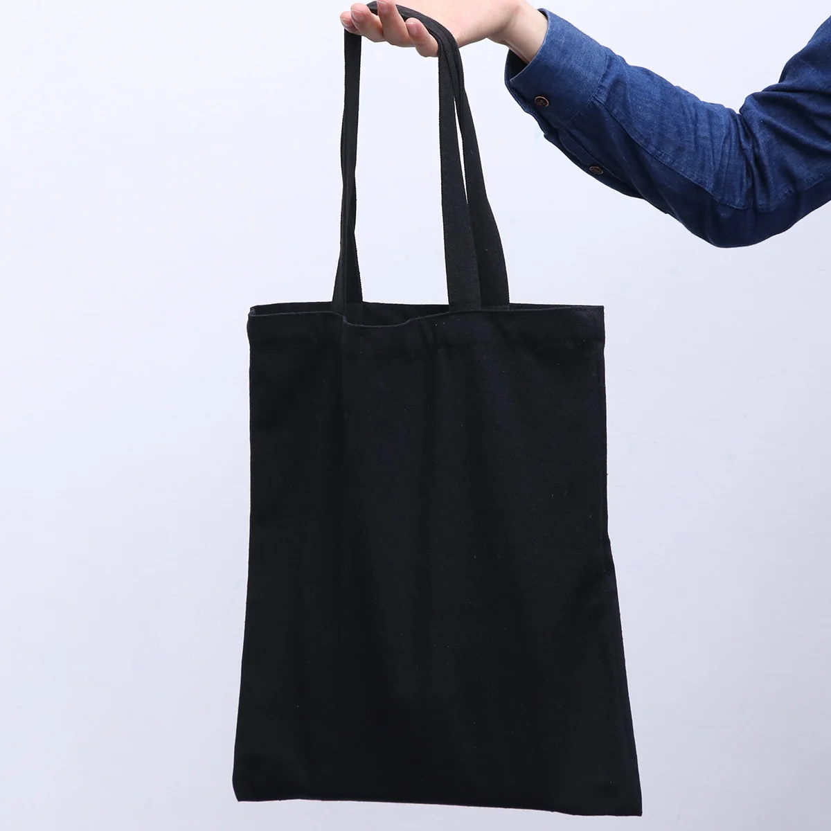 

Heavy Duty Canvas Tote Bag Cotton Shopping Handbag Blank Tote Pouch for DIY Crafts Gift Bag(Black) Canvas Bags