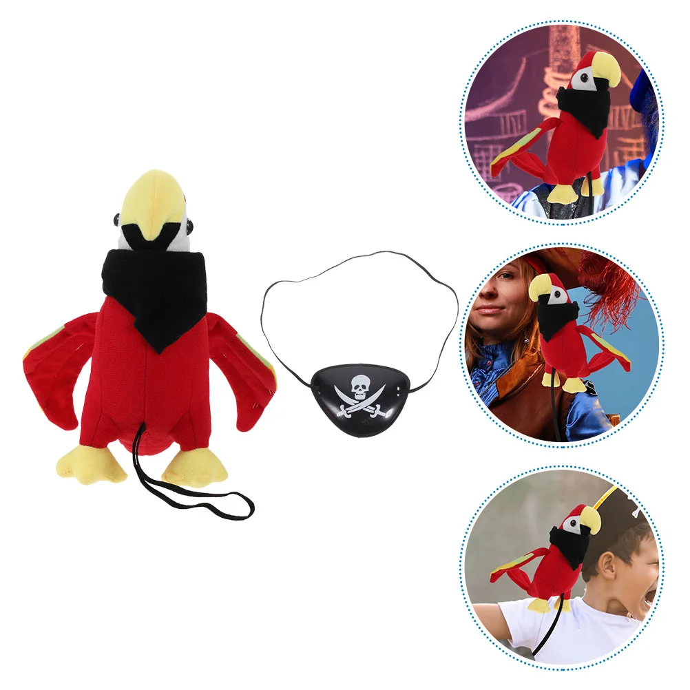 

Artificial Pirate Role Play Halloween Costumes Shoulder Parrot Pp Cotton Accessory Plush Bird Toy