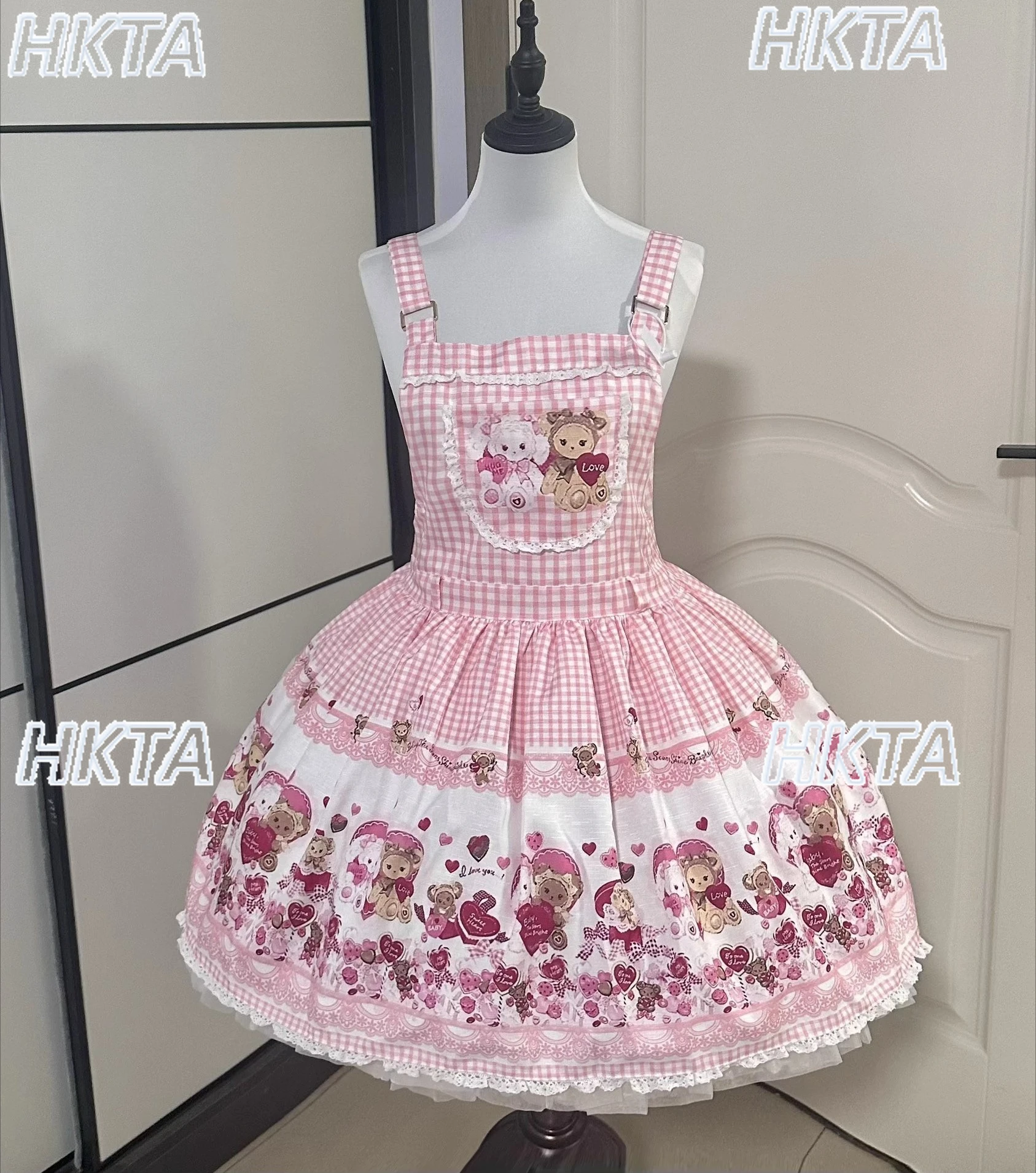 달콤한 로리타 귀여운 만화 레이스 스티칭 리본 스트랩 드레스 볼 가운 JSK 소녀들 카와이 공주 다용도 짧은 드레스 여성용