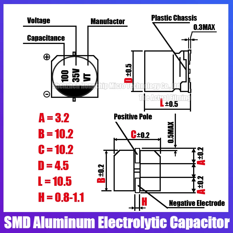 (10PCS) 35V 100UF 10X10 SMD En Aluminium Électrolytique Puzzles Itor SMD-2 35v100uf 10*10mm puzzles Itor-40 ℃ ~ 105 ℃ ± 20%