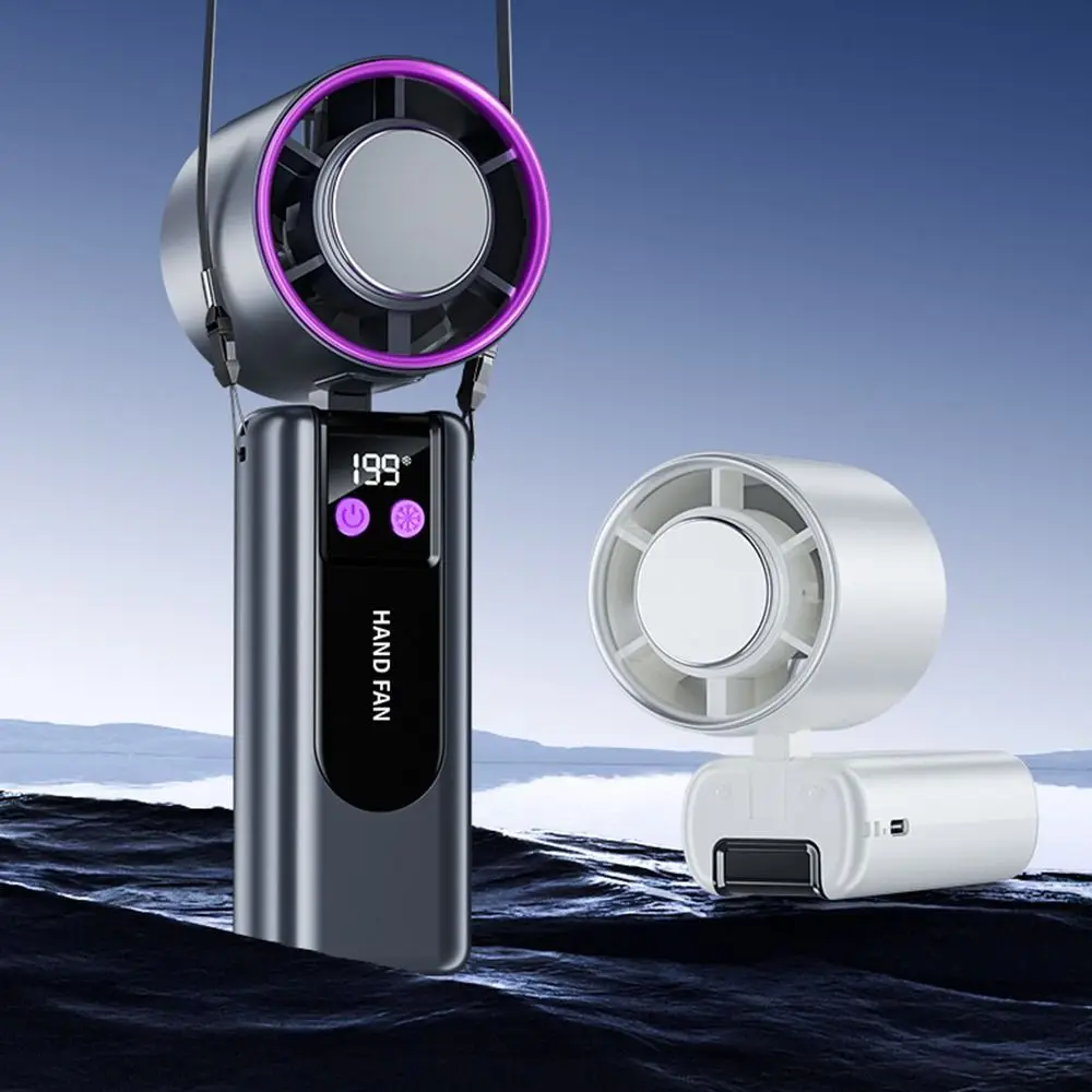 

199 Gear Wind Handheld Fan Semiconductor Refrigeration High Speed Portable Cooling Fan Long Lasting with Neck Strap