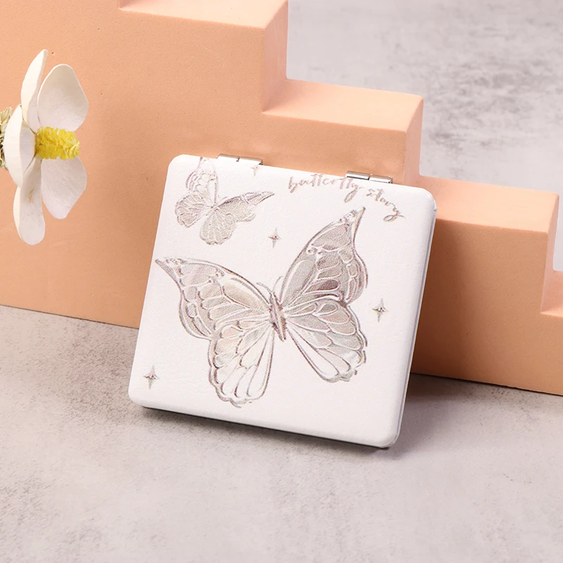 Ins Portable Double-Sided Folding Makeup Mirror High-definition Mini Butterfly Square Magnifying Mirror Pocket Handheld Mirror