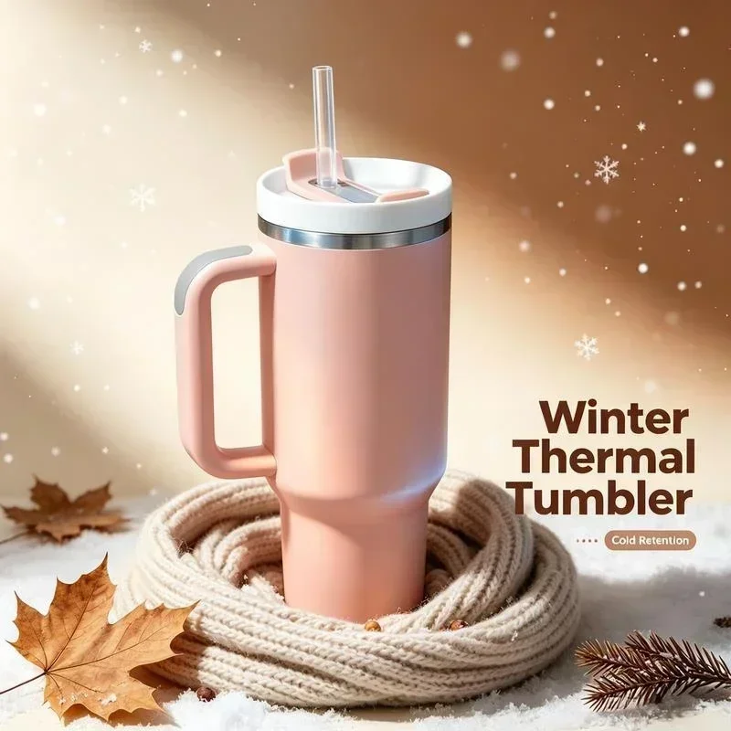 304 Stainless Steel 2Nd Gen Car Tumbler Large‑Capacity Insulated Mug with Straw Portable Safe Cold Retain Cup for Vehicle Travel