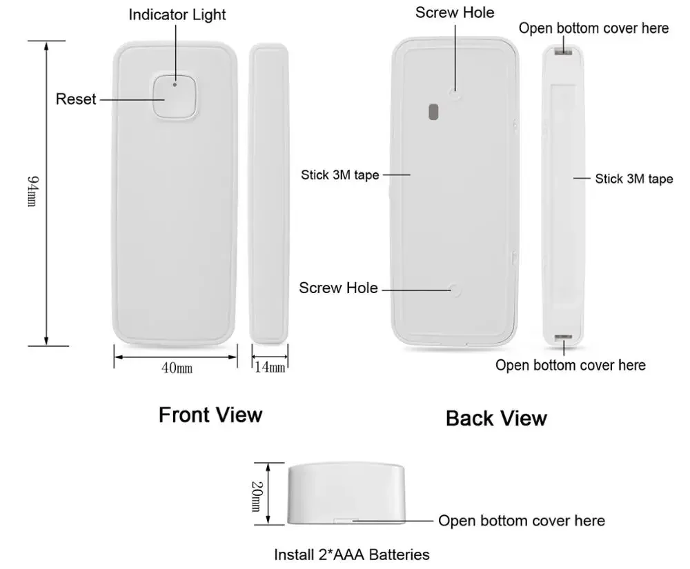 Novo bluetooth malha sig porta janela sensor detector de alarme sem fio 2 * aaa baterias alimentado tuya casa inteligente segurança