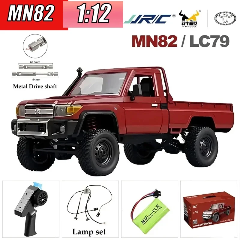

MN82 1:12 Retro Rc Car With LED Lights Full-scale Simulation LC79 Professional 4WD Remote Control Pickup RC Truck Model Toys