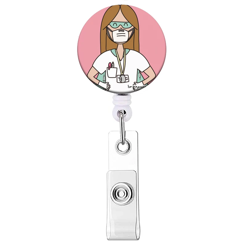1PC Krankenhaus Krankenschwester Versenkbare Abzeichen Clip Arzt ID Karte Halter Reel für Namensschild Abzeichen Halter Bürobedarf Schnalle – Detail 16