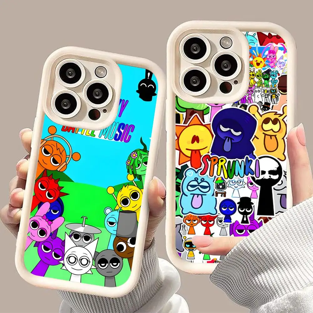 

Sprunki Music Phone Case for iPhone 17 16 15 14 13 12 11 Air Pro Max Plus White Soft TPU Shockproof Cover