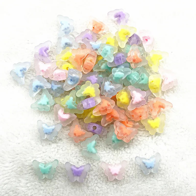 30pcs 15mm Matte/Transparency/AB Colour Acrylic Butterfly Beads Loose Spacer Beads for Jewelry Making DIY Bracelets Accessories