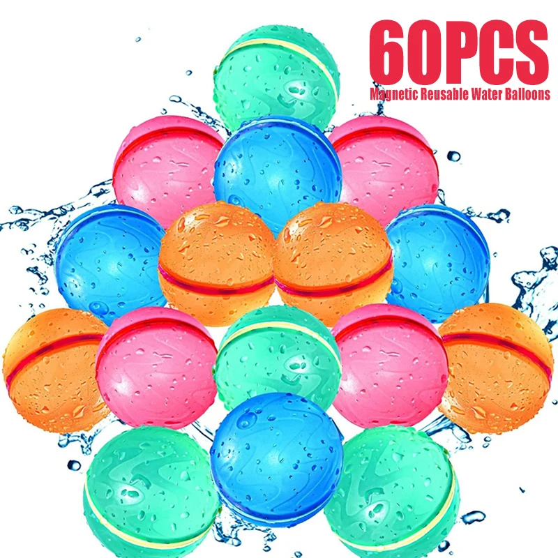 Magnetic Reusable Water Balloons Refillable Water Balloon Quick Fill Self Sealing Water Bomb Splash Balls for Kids Swimming Pool