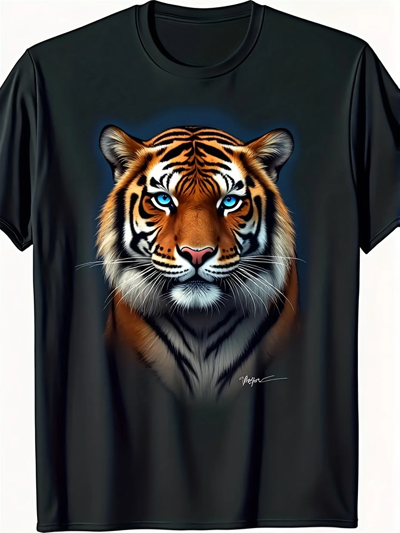 [Streetwear] 1pc Men's Bengal Tiger Face T-Shirt -Streetwear Tee with Realistic Tiger Print, Heavyweight Fabric, All-Season Casual Crew Neck Short Sleeve Shirt for Daily Wear