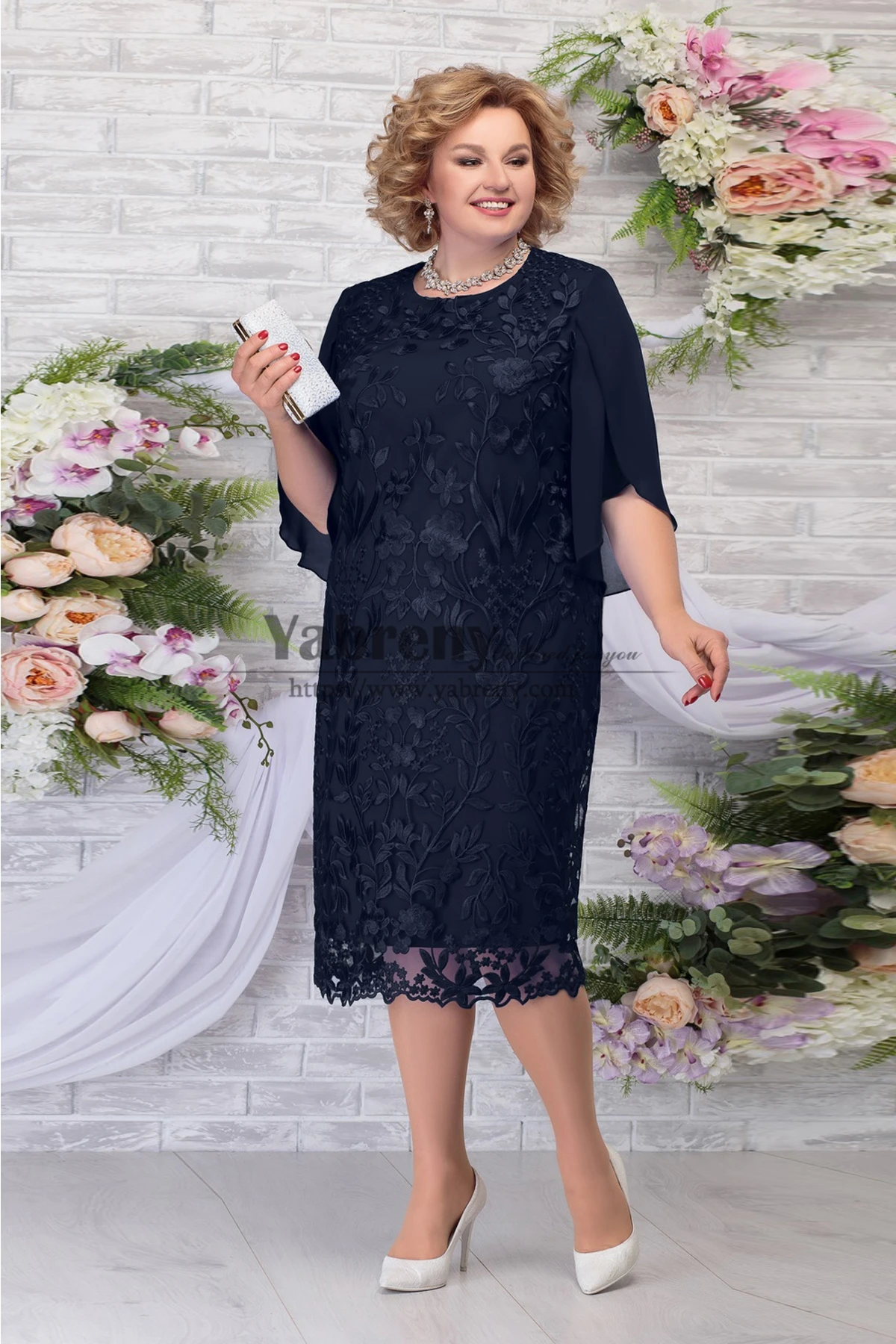 Green Tea-Length Plus Size Women's Dress Mother of the Groom Dresses