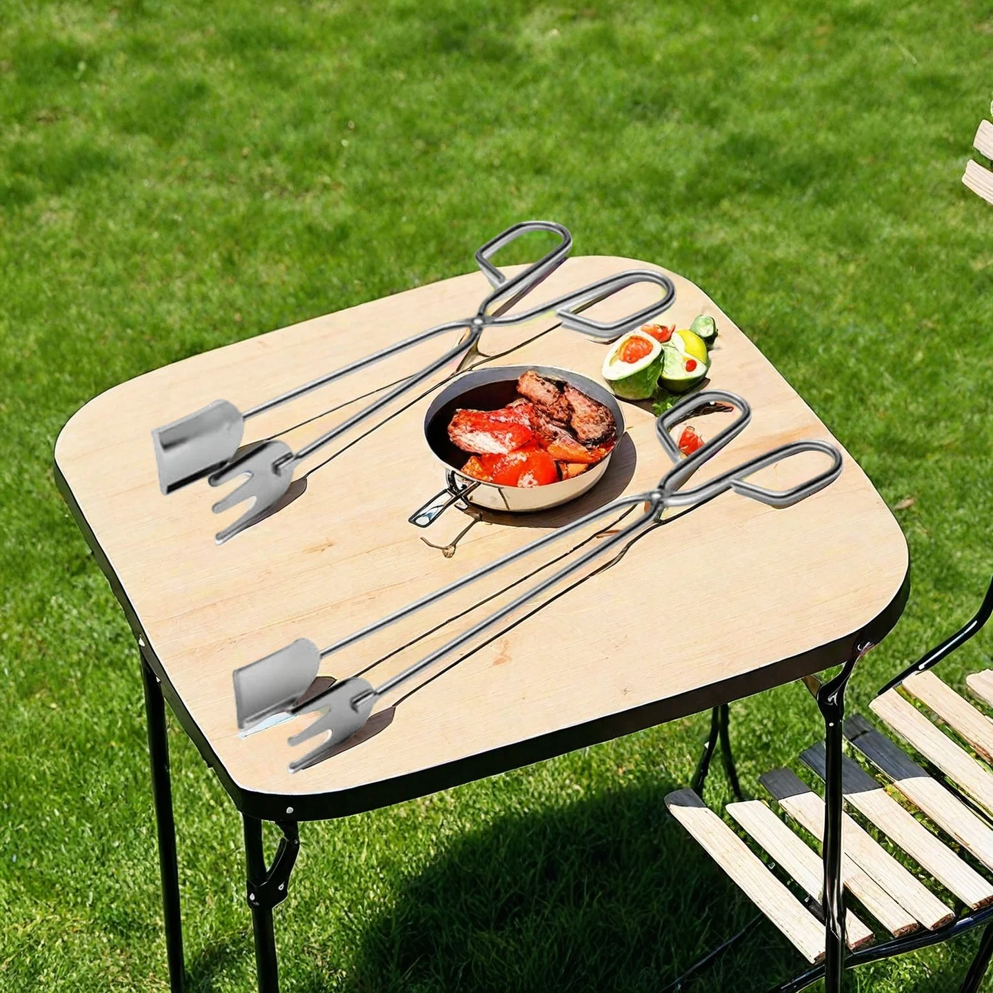 

Heavy-Duty, Heat-Resistant Barbecue Charcoal Tongs: Rust-Proof, Easy-Grip, For Camping, Outdoor Cooking, Fire Pits.