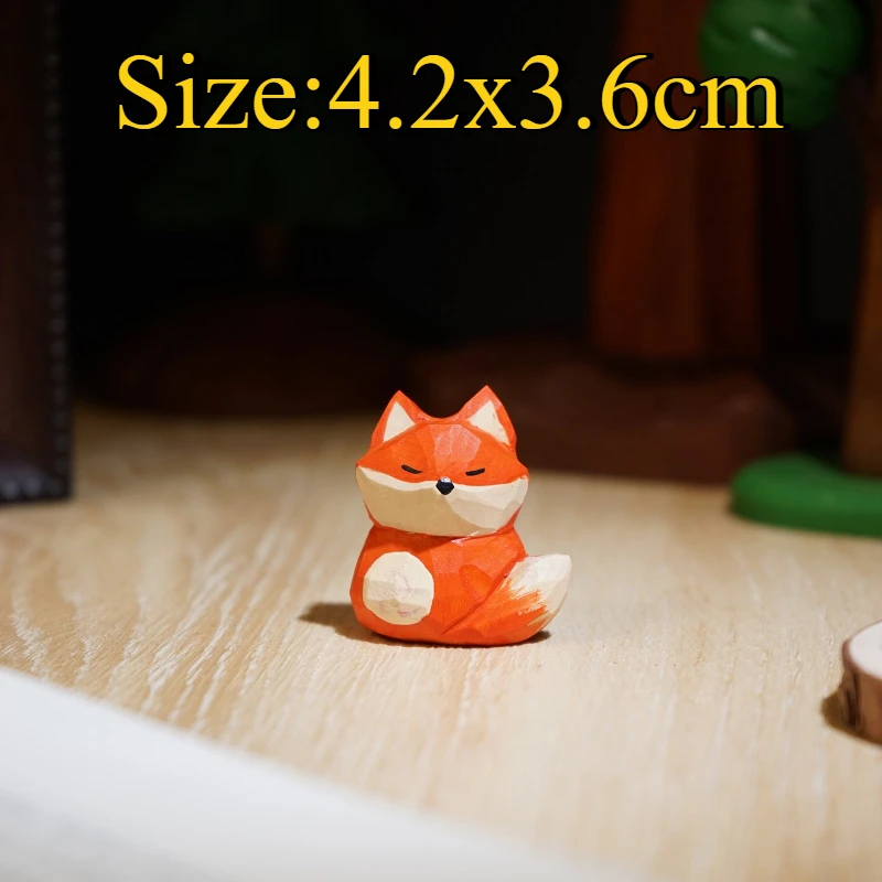 Handmade Wood Turning‑Head Fox Figurine Ornament Cute Mood‑stabilizing Craft Decor Nice Table Display Accessory Home Decoration