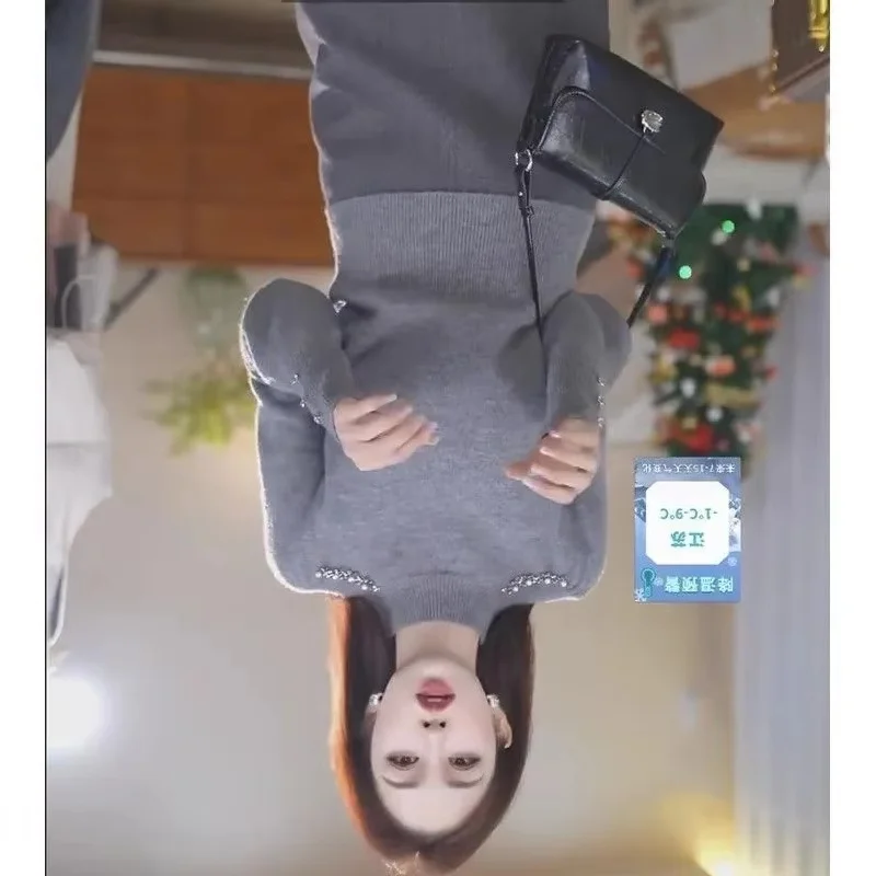 

Корейский женский свитер большого размера 5XL, свободный вязаный пуловер, осенний однотонный свитер, весенний модный женский свитер с высоким воротом