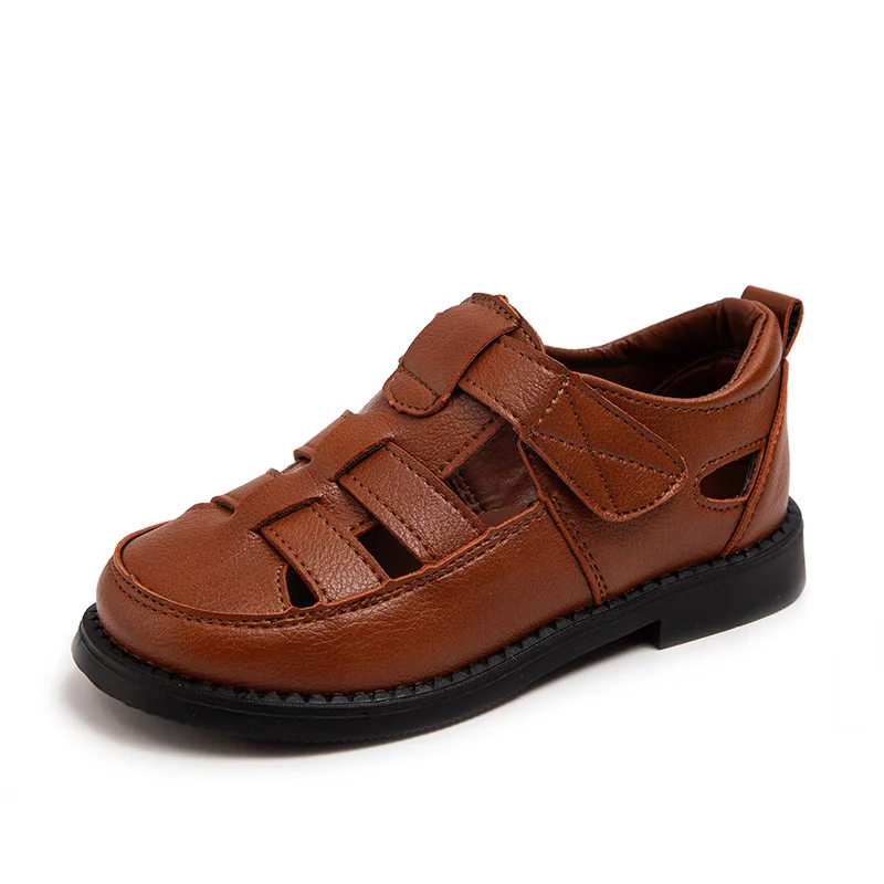 Summer Children Sandals Hollow Out  Breathable Leather Shoes for Boy Soft Sole Comfort Casual Sandals Solid Fashion Kids Shoes