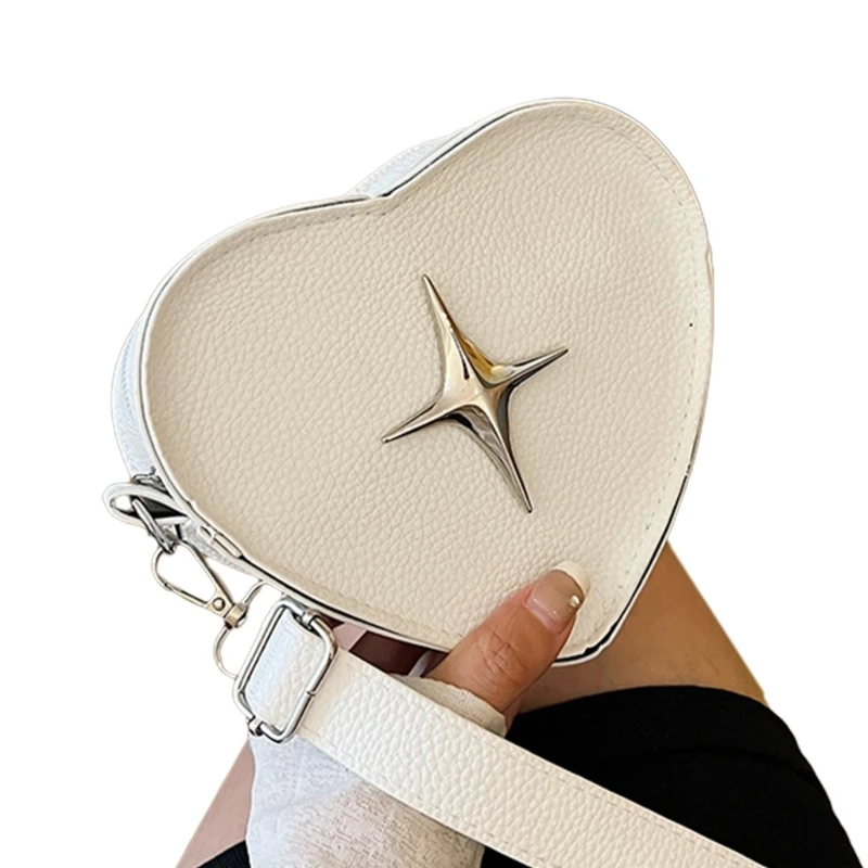 Fashion Trendy Bag Shoulder Bag Crossbody Bag for Women Girl Cellphone Bag Versatile Solid Color PU Bag Heart Shaped Bag