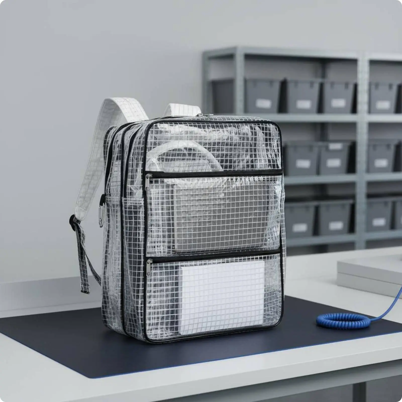 Lightweight Anti Static Clear Backpack 30L PVC for Tools and Documents Daily Carry