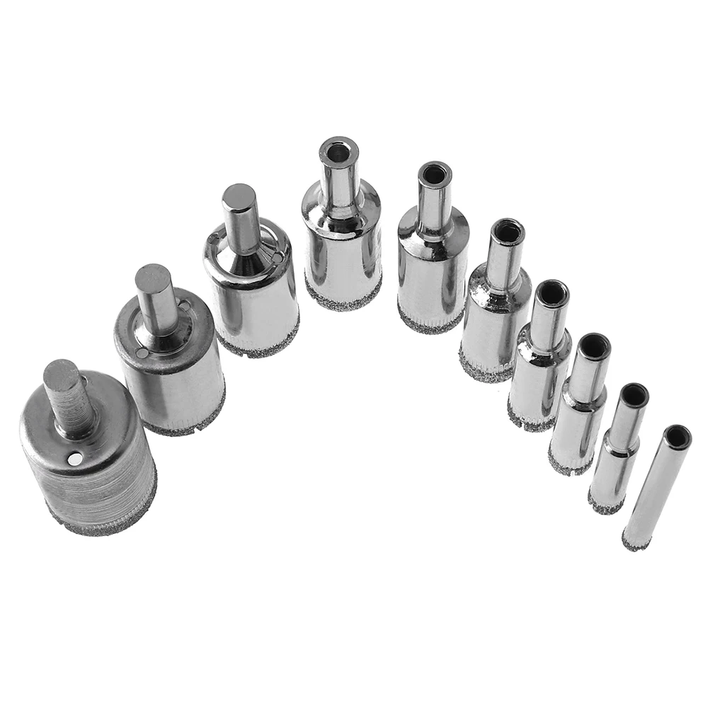 10pcs Diamond Coated Hole Saw Drill Bit Tile Ceramic Glass Hole Opener Cutter 6/8/10/12/14/16/18/20/22/25MM For Tiles Drilling