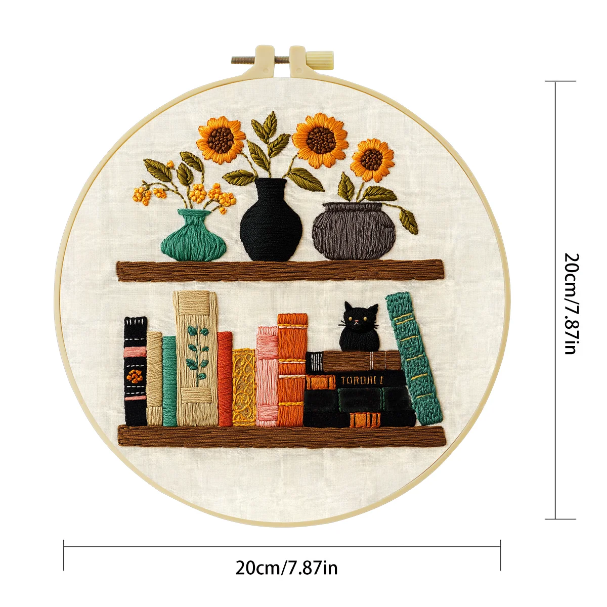 1 Stück 20X20CM/15X15CM 7,87/6,3 Zoll Bücherregal-Stickerei-Starter-Kit DIY-Kit DIY-Stickerei-Set Handarbeiten Nadelkunst Heimdekoration – Detail 2