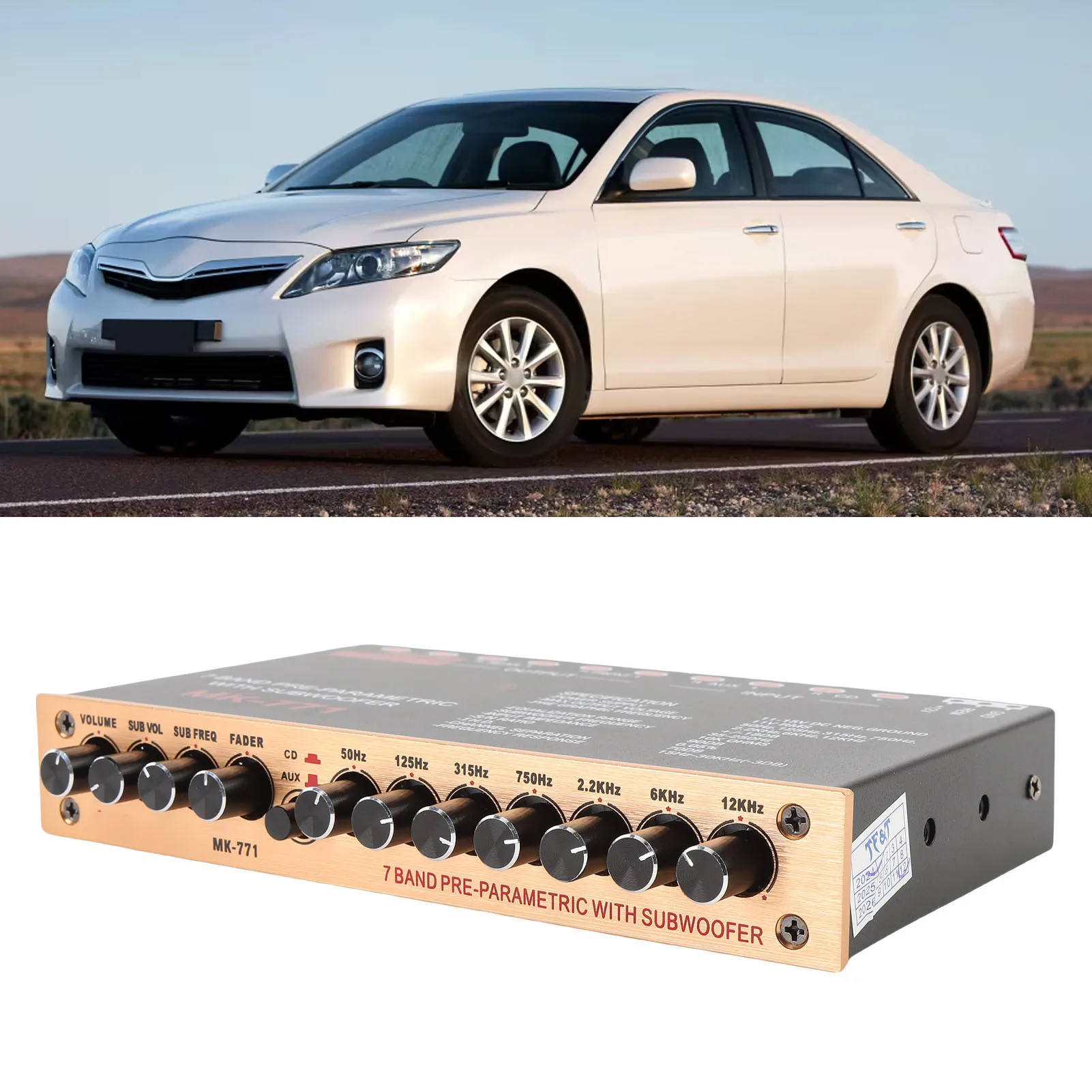 7 Band Car Graphic Equalizer Adjustable Frequency High Level Speaker Input Front Rear Subwoofer Outputs For Cars RV Motorcycles