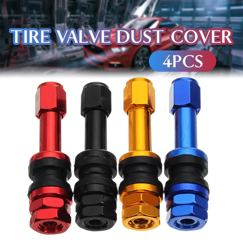 1SET TR48E Car Tire Aluminum Alloy Modified Valve Cap Bolt-in Auto Car Tubeless Wheel Tire Valve Stems Dust Caps 4-Multicolor