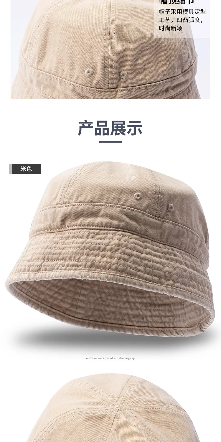 Eimerhut aus gewaschener Baumwolle mit kurzer Krempe, Unisex, verstaubar, Sommer-Sonnenkappe zum Angeln, Wandern, Outdoor, Reisen, Strandschutz – Detail 4