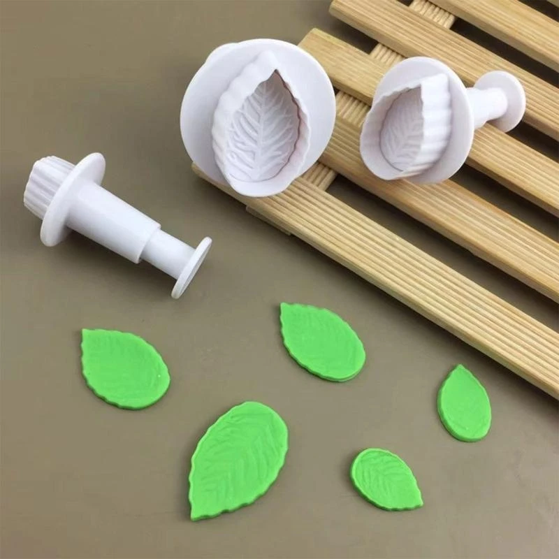 3Pcs Rose Plunger Cookie Cutter DIY Rose Cake Fondant Mold Plastic