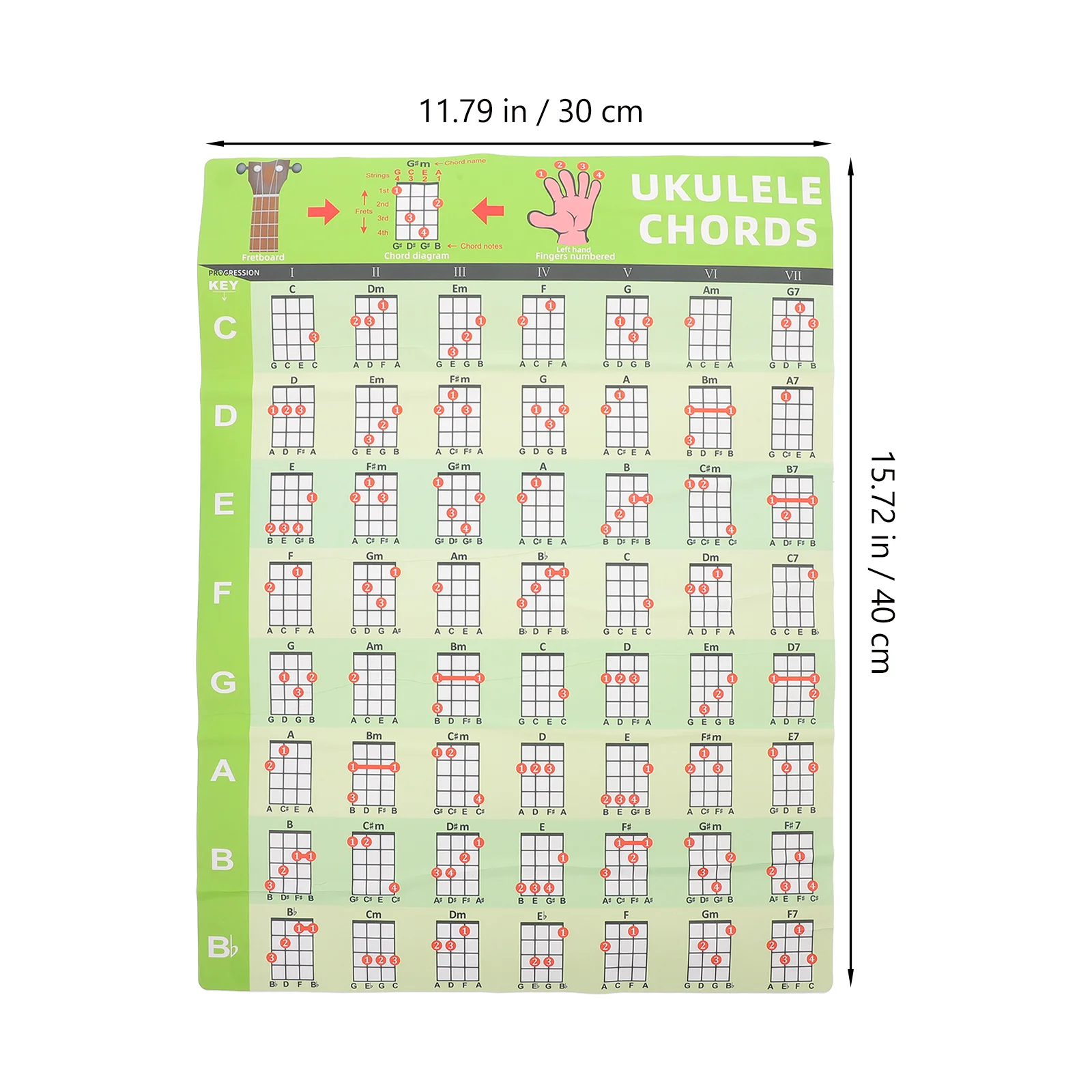 Ukulele Chord Chart Sticker Pvc Waterproof Wall Decal For Beginner Learning Reference Musical Instrument Accessories