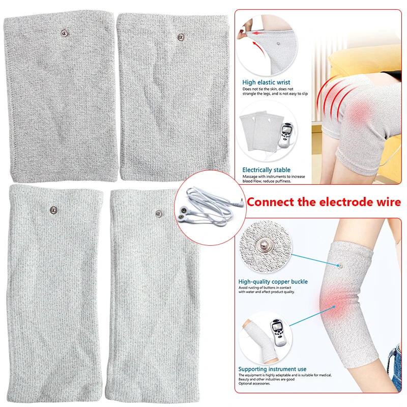 Conductive Silver Fiber Electrode Gloves Socks Bracer TENS Muscle Stimulator Body Massage Device for Foot Hand Therapy