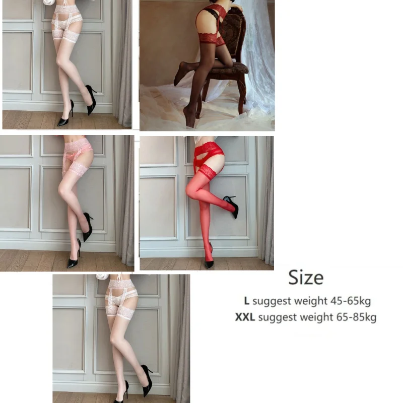 男性と女性のためのセクシーなレースのサスペンダーストッキング,大きいサイズ,セクシーなランジェリー,ゲイのための非常に薄い,股間のないポルノ
