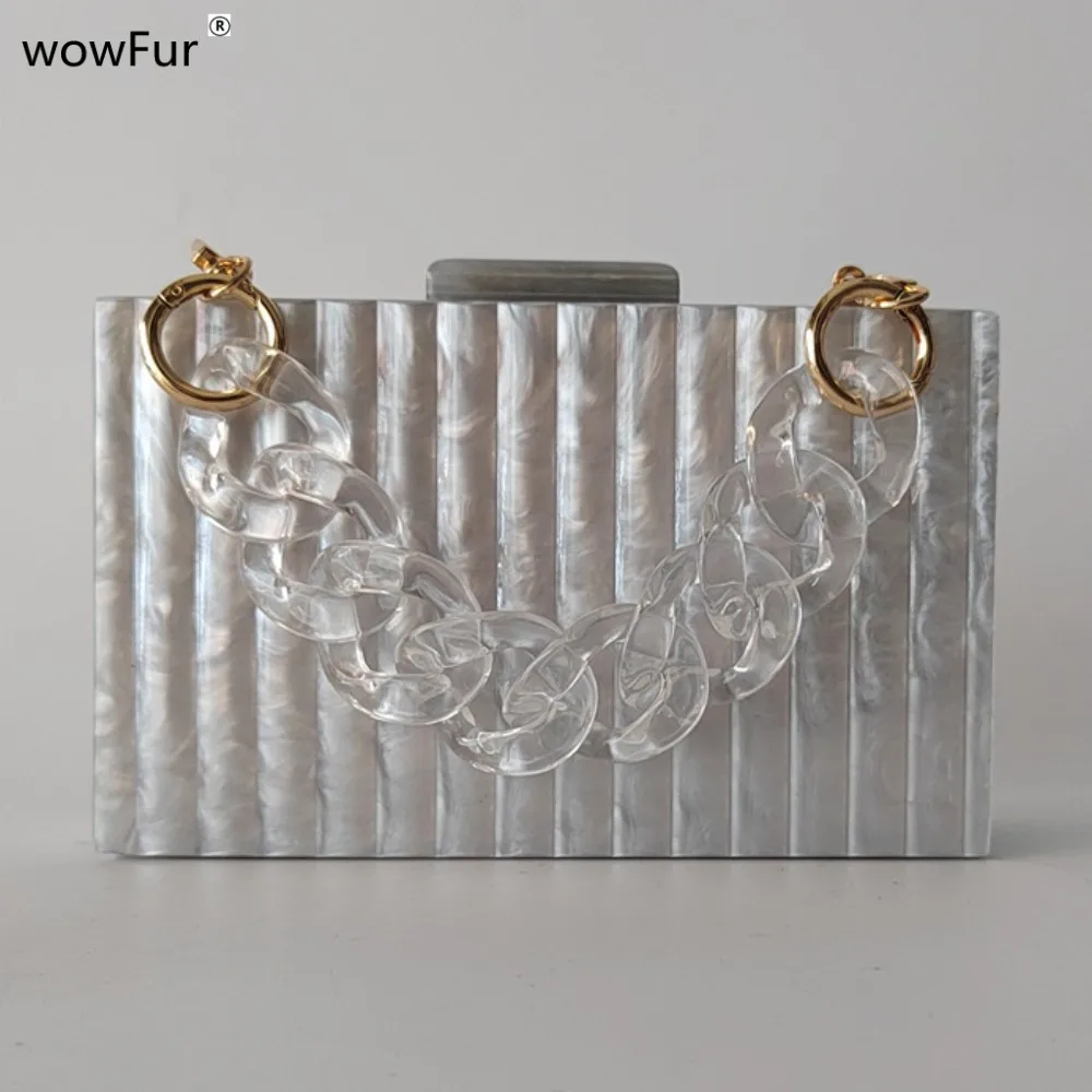 Marble PVC Wallets Luxury Women  Gray Clutch Bag Acrylic Evening Bags Chic Wedding Party Cross-Body Striped Carteras Para Mujer