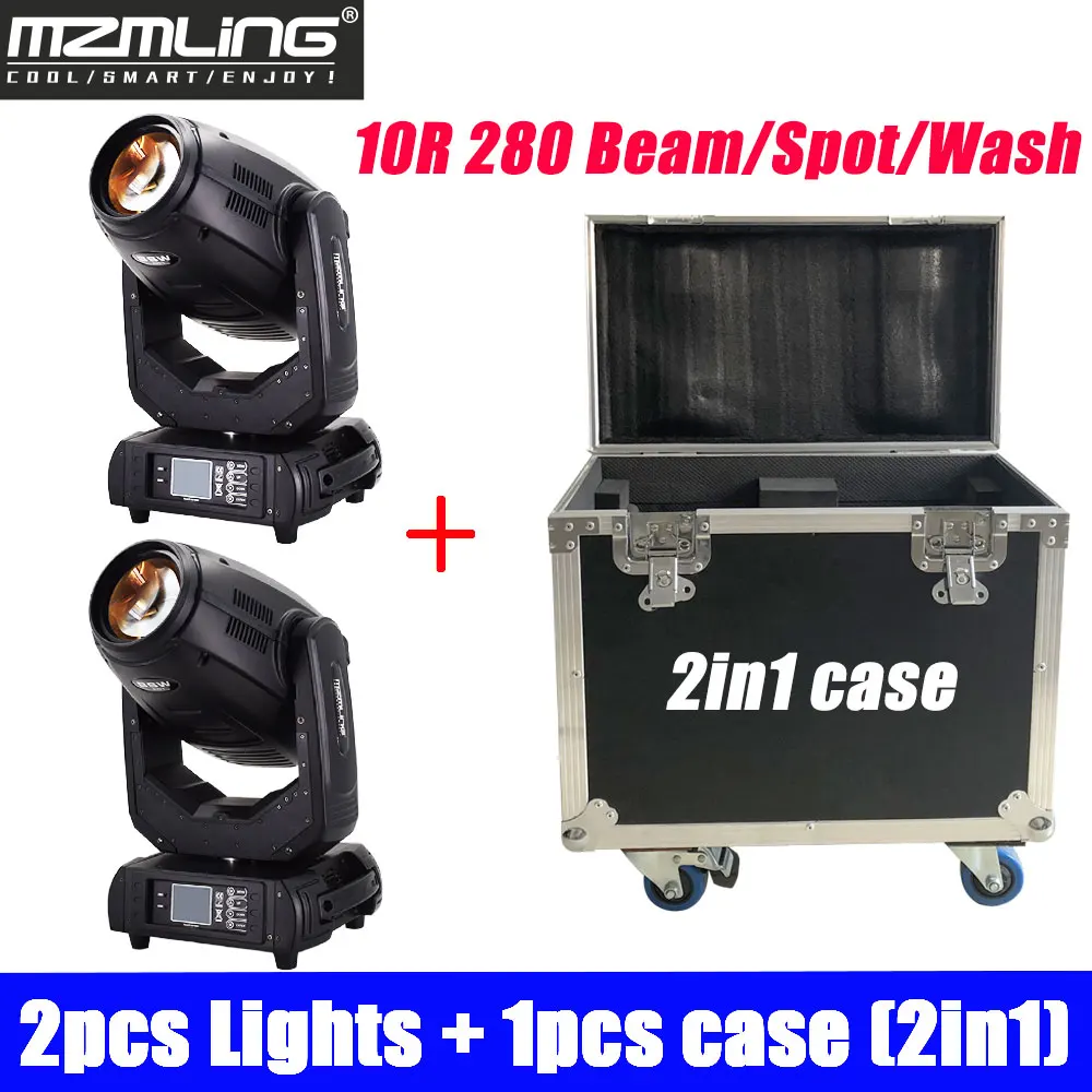 2PCS Lights + 1PCS Flight Case 280w 10R Beam /Spot /Wash 3IN1 Light DMX512 Moving Head Light DJ /Bar /Show /Stage Light