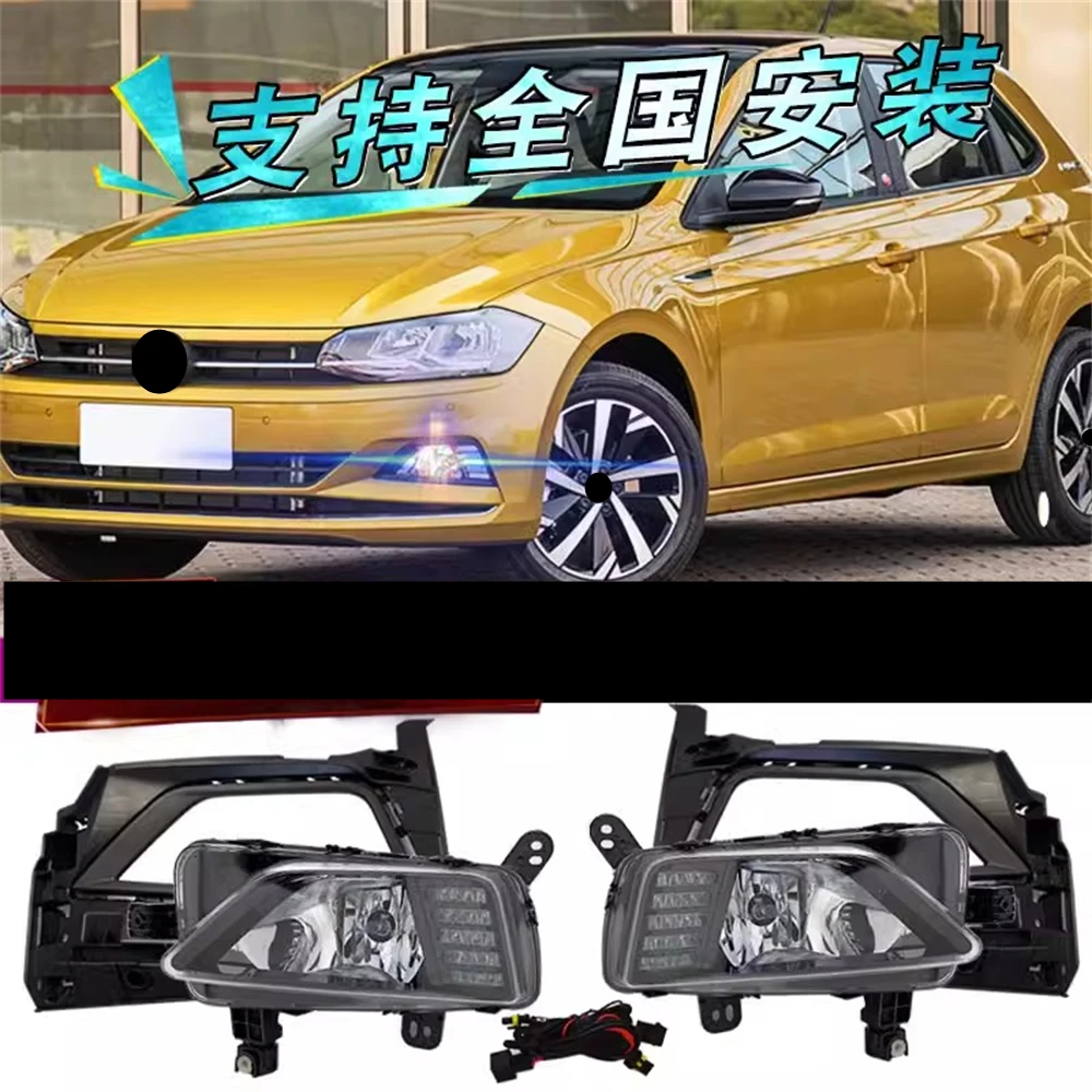 Led Drl Daytime Running Light fog Lamp frame cover for Volkswagen vw Polo 2019 with Moving Yellow Turn Signals