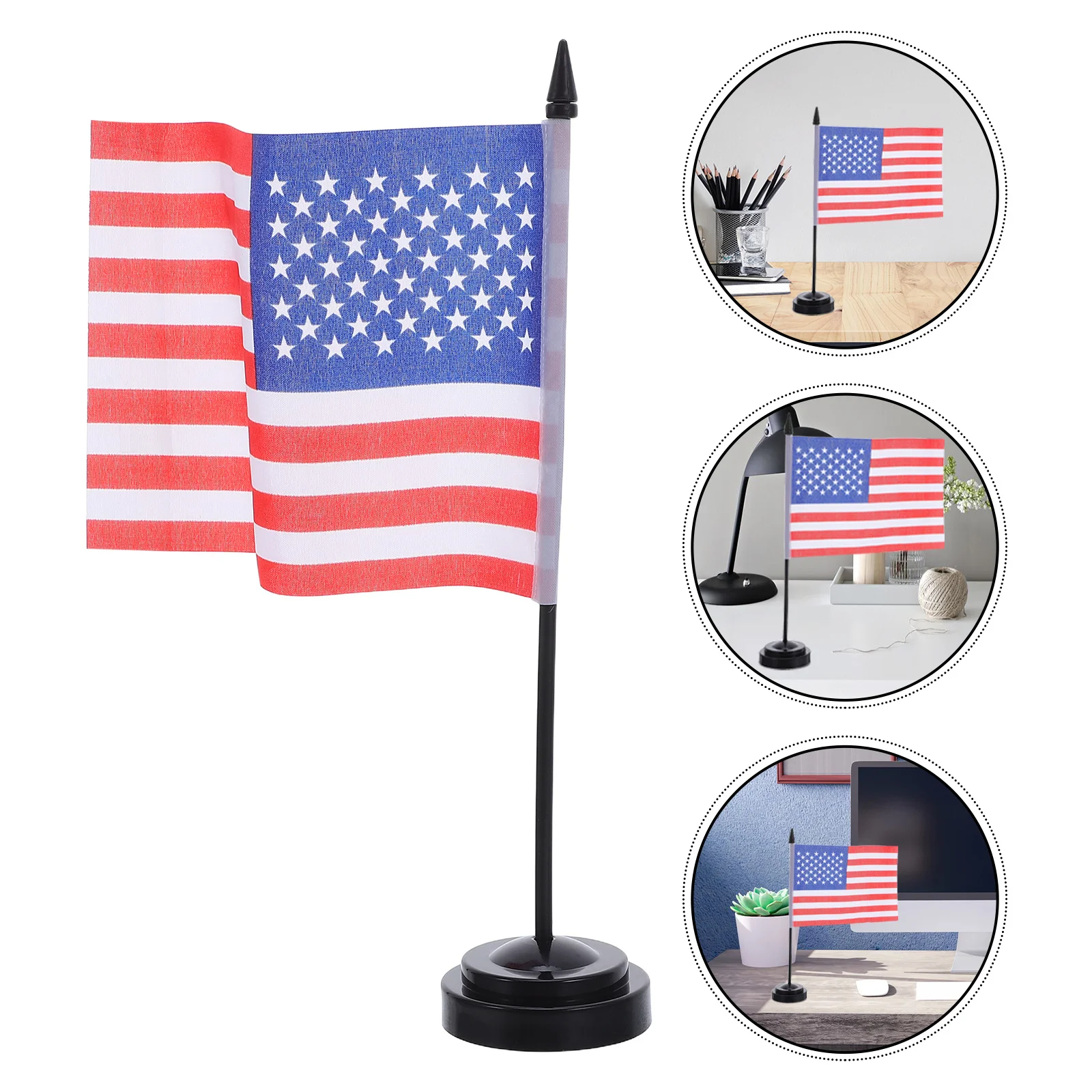 

10 set Desktop Small Us Flag On Stick With Base Table Top Stand For Office Desk Business Display American Desk Flags Mini Table