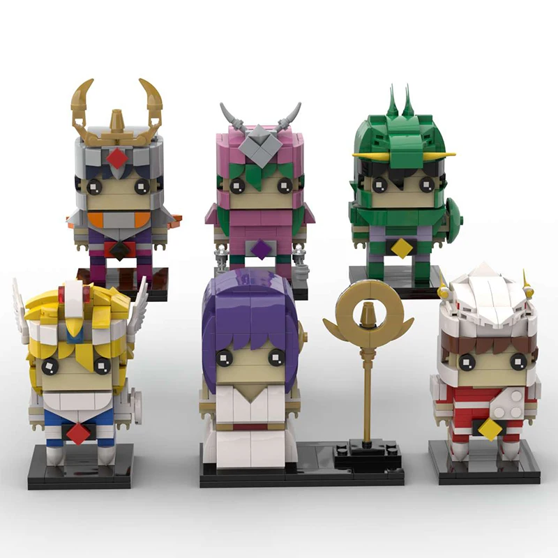 Bricklink Movie Japan Anime Saints Seiyaed Figures Brickheadz Hyogas Athena Ikki Shiryus MOC Sets Building Blocks Kid Toys Gift