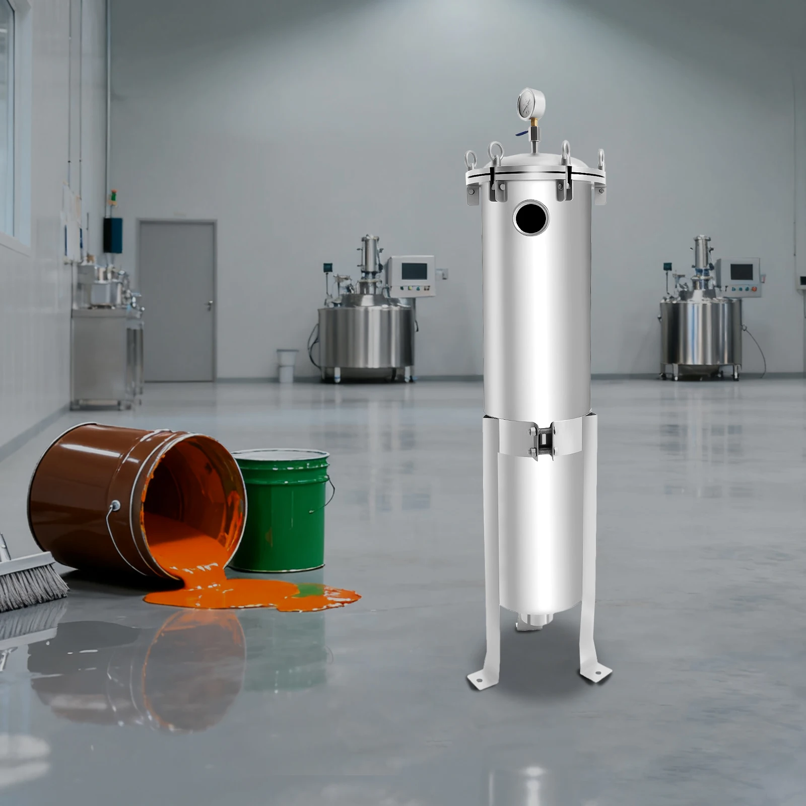 304 مرشح حقيبة الفولاذ المقاوم للصدأ مرشح السائل الصناعي لمعالجة المياه وفصل السائل الصلب الكيميائي عالي الكفاءة