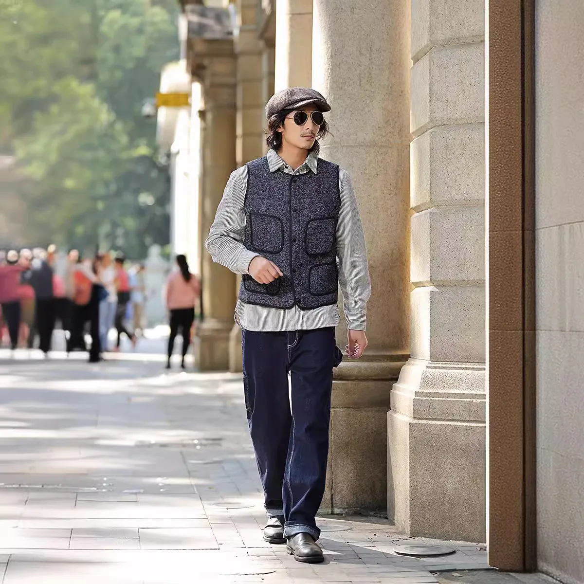 

Browns Beach Woolen Vest round Ne Multi-ket Double Layer Woolen Knitwear Thiened Winter Casual Faion Men's Vest