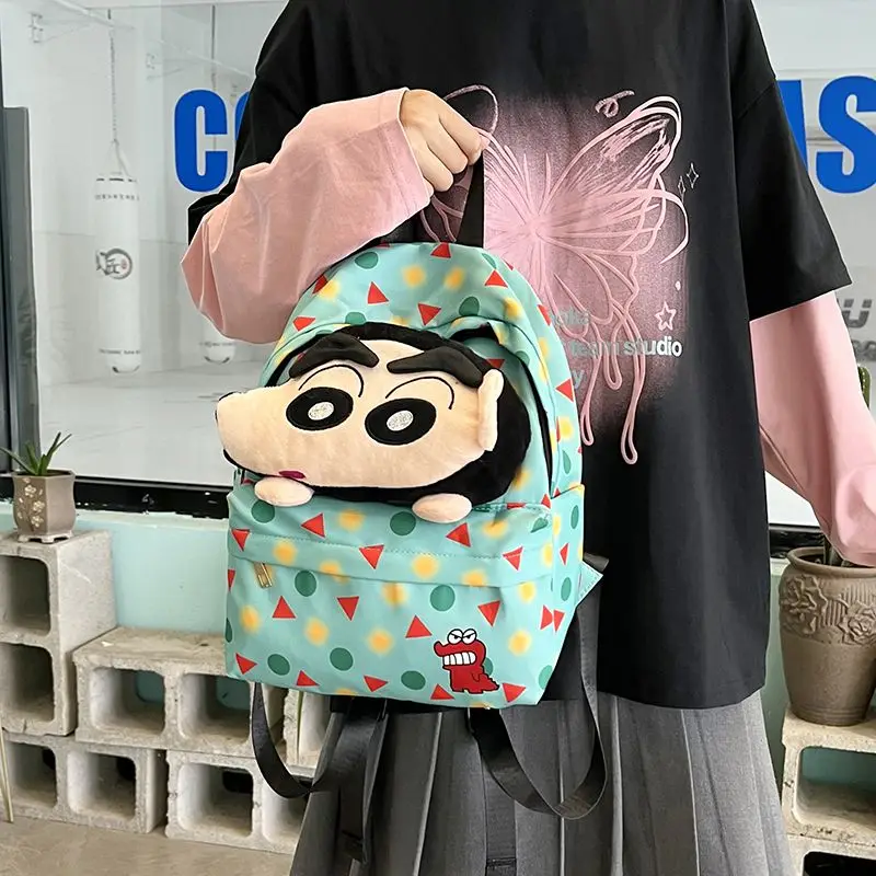 Crayon shin-chan mochilas de boneca de pelúcia, homens e mulheres, sacos de desenho animado, viagem, casual para caminhadas, viagem, acampamento, mochila, presentes de aniversário