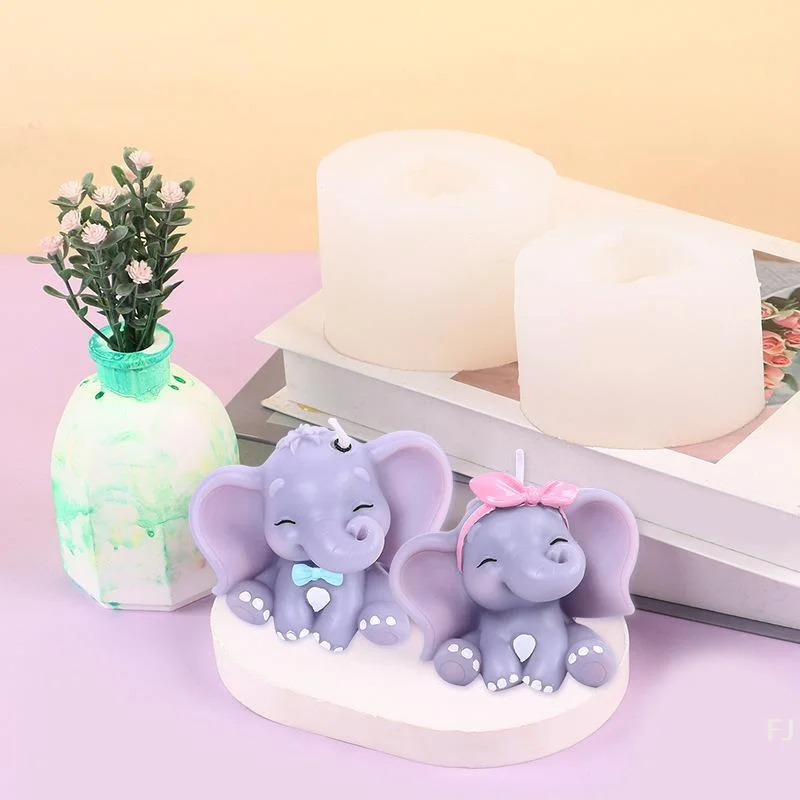 [YU]Cute 3D Cartoon Elephant Silicone Candle Molds DIY Animal Elephant Resin Craft Gypsum Mold Handmade Soap Molds